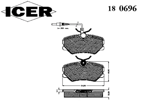 Тормозные колодки дисковые ICER 180696