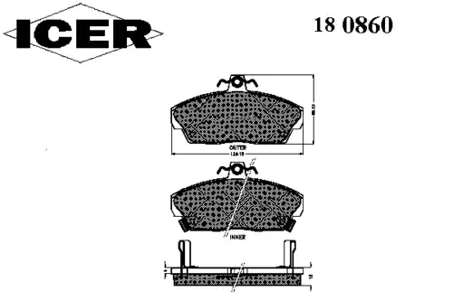 Тормозные колодки дисковые ICER 180860