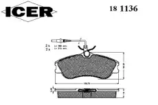 Тормозные колодки дисковые ICER 181136