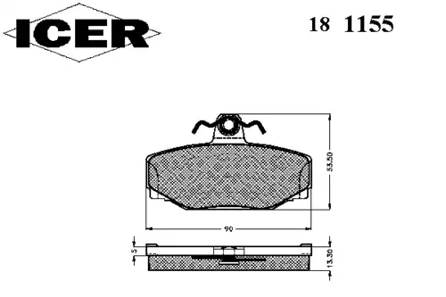Тормозные колодки дисковые ICER 181155