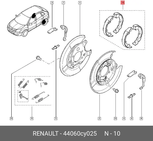 Тормозные колодки дисковые RENAULT 44 06 0CY 025