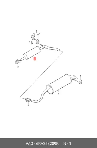 Передний глушитель 6RA253209R VAG