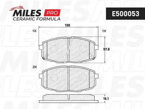 Тормозные колодки дисковые передняя ось MILES E500053