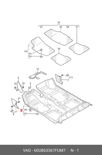 Коврики в салон VAG 60U863367F UM7