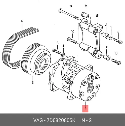 компрессор кондиционера VW 7D0 820 805 K VAG