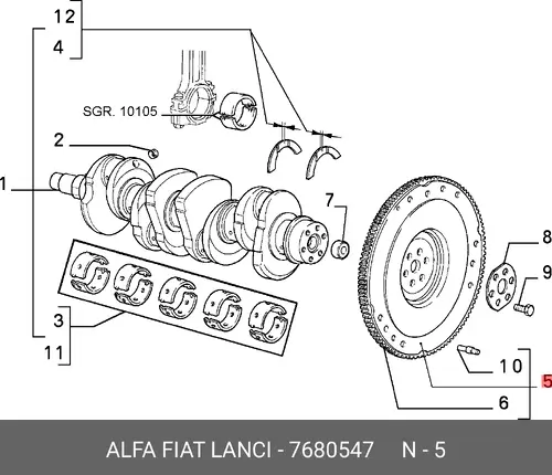 МАХОВИК ДВИГАТЕЛЯ COMPL 7680547 LANCIA