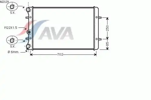 Радиатор системы охлаждения двигателя AVA AI2129