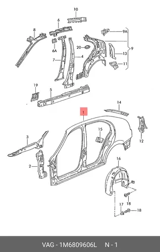 Боковина 1M6809606L VAG