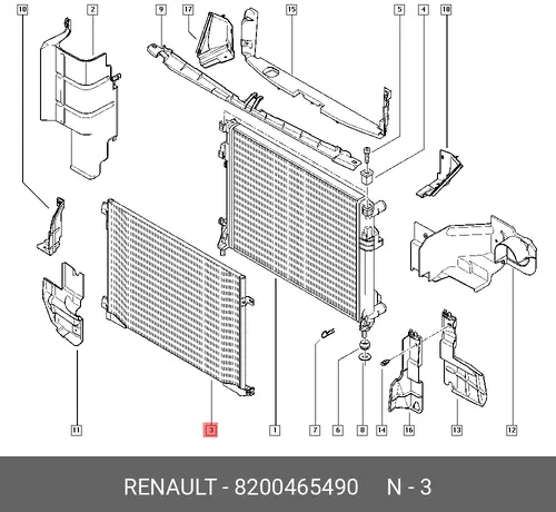 Радиатор кондиционера (конденсатор) RENAULT 8200465490