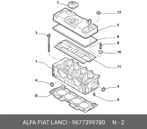 Прокладка ГБЦ LANCIA 9677399780