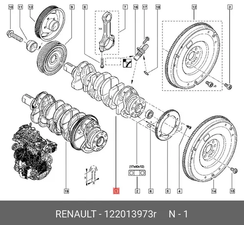  ВАЛ КОЛЕНЧАТЫЙ 122013973R RENAULT