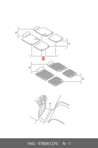 Коврики в салон VAG 57B061270