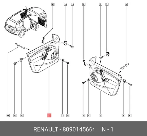 ОБШИВКА ДВЕРИ ПЕР 809014566R RENAULT