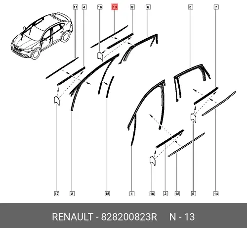 Уплотнитель двери RENAULT 828200823R