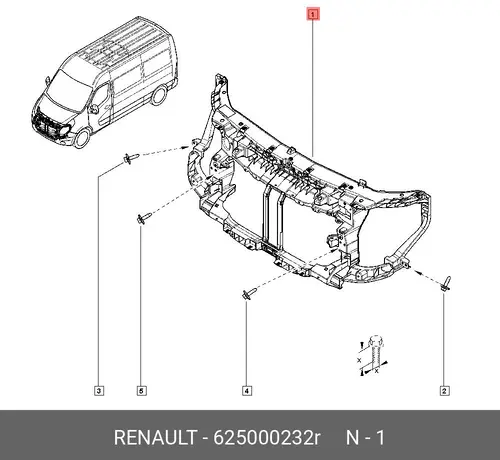 625000232R ПЕРЕДНЯЯ ПАНЕЛЬ КУЗОВА (МЕТ) RENAULT