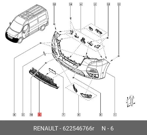 Решетка радиатора RENAULT 622546766R
