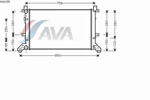 Радиатор системы охлаждения двигателя AVA VW2155