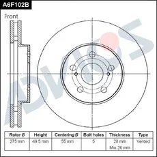 Тормозной диск ADVICS A6F102B