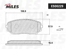 Тормозные колодки дисковые передняя ось MILES E500229