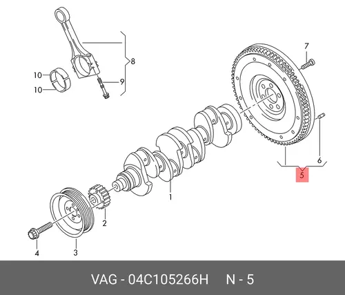Двухмассовый маховик 04C105266H VAG