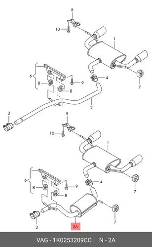 Передний глушитель 1K0253209CC VAG