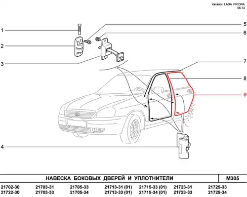 Уплотнитель двери LADA 21700620701802