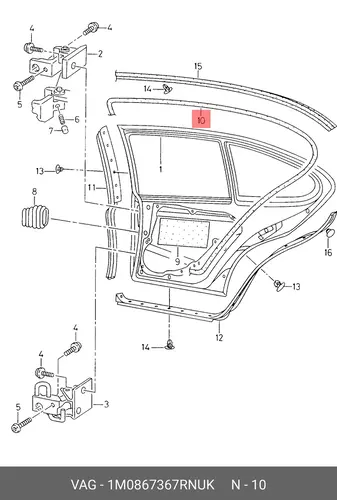 Уплотнитель двери anthrazit/чёрный 1M0867367R NUK VAG