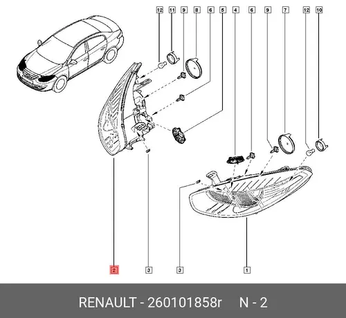Фара RENAULT 260101858R