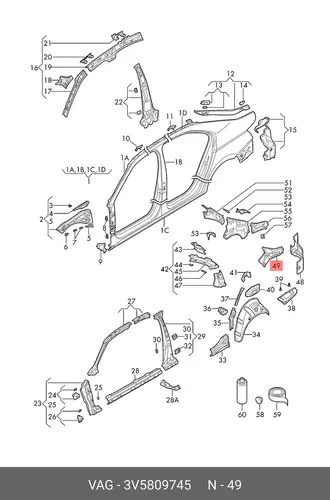 Усилитель стойки С 3V5809745 VAG