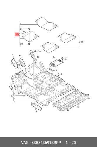 Коврики в салон VAG 83B863691BRPP
