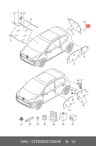 Заднее стекло 1ST845051GNVB VAG
