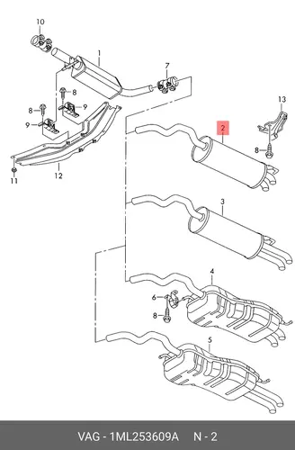 Задний глушитель 1ML253609A VAG