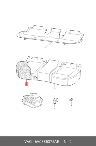 Подушка сиденья 6V0885375AE VAG