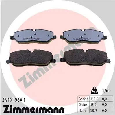 Тормозные колодки дисковые передняя ось ZIMMERMANN 24191.980.1