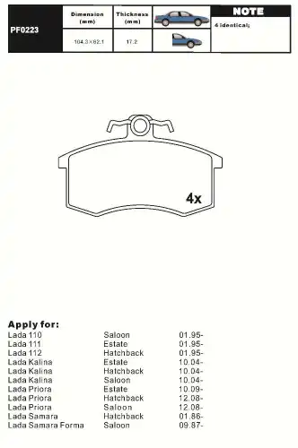 Тормозные колодки дисковые AIKO PF0223