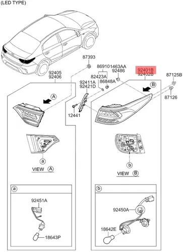 Фонарь задний MOBIS 92401H0001