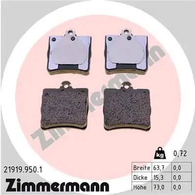 Тормозные колодки дисковые задняя ось ZIMMERMANN 21919.950.1