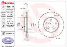 Тормозной диск BREMBO 09.4869.44 вентилируемый передняя ось
