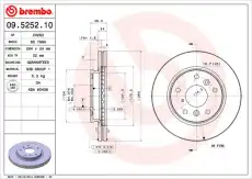 Тормозной диск BREMBO 09.5252.10 вентилируемый передняя ось