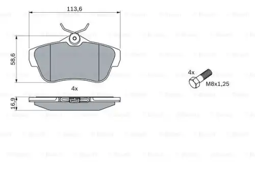 Тормозные колодки дисковые BOSCH 0 986 424 625