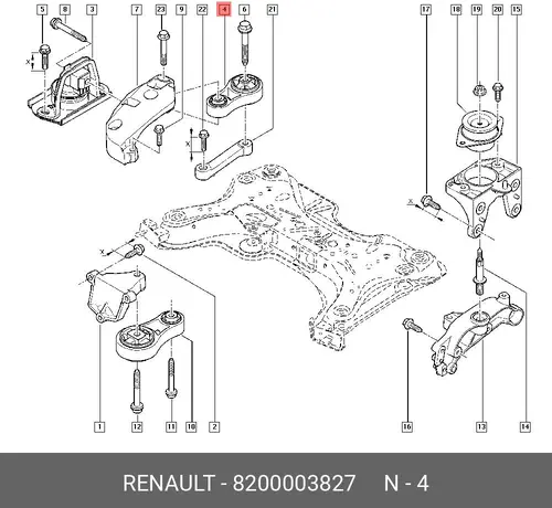  ОПОРА КПП (РЕЗ, МЕТ) 8200003827 RENAULT