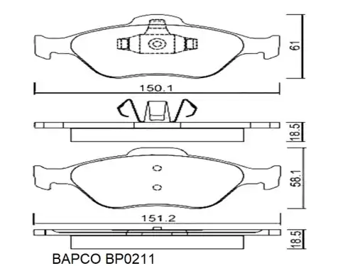 Тормозные колодки дисковые BAPCO BP0211