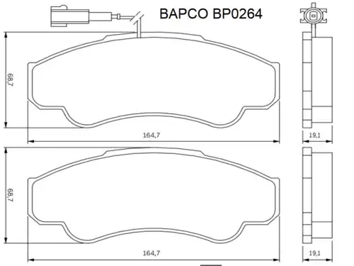 Тормозные колодки дисковые BAPCO BP0264