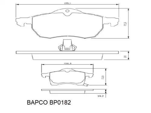Тормозные колодки дисковые BAPCO BP0182