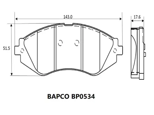 Тормозные колодки дисковые BAPCO BP0534