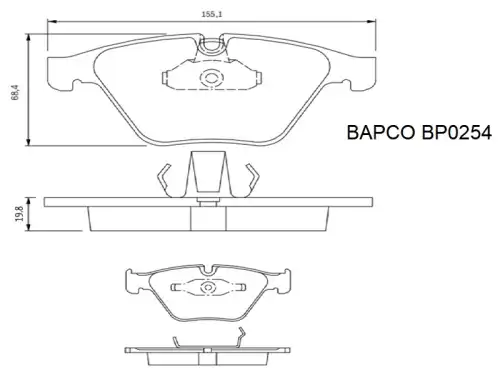 Тормозные колодки дисковые BAPCO BP0254