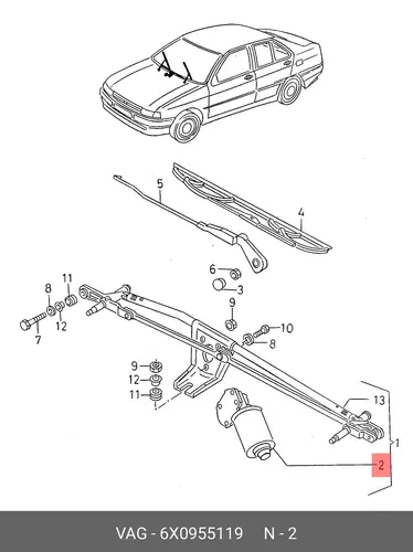 мотор стеклоочистителя VW 6X0 955 119 VAG
