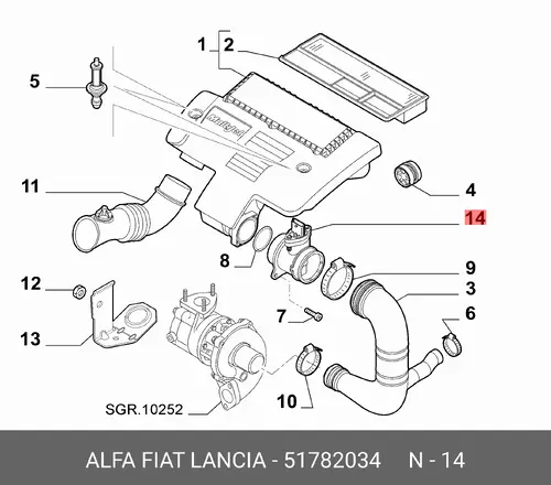 РАСХОДОМЕР ВОЗДУХА 51782034 FIAT
