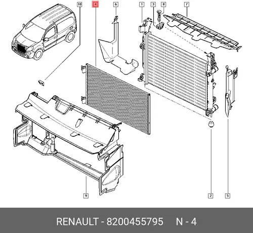 Радиатор кондиционера (конденсатор) RENAULT 8200455795