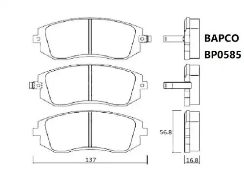 Тормозные колодки дисковые BAPCO BP0585